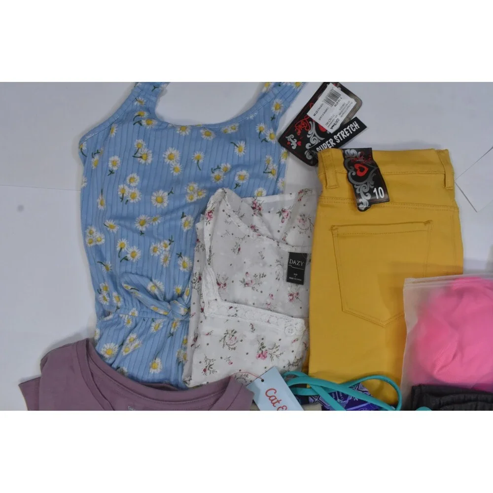 Wholesale Bulk Lot Of 10 Girls Size Large 10/12 Mixed Season Tops Bottoms